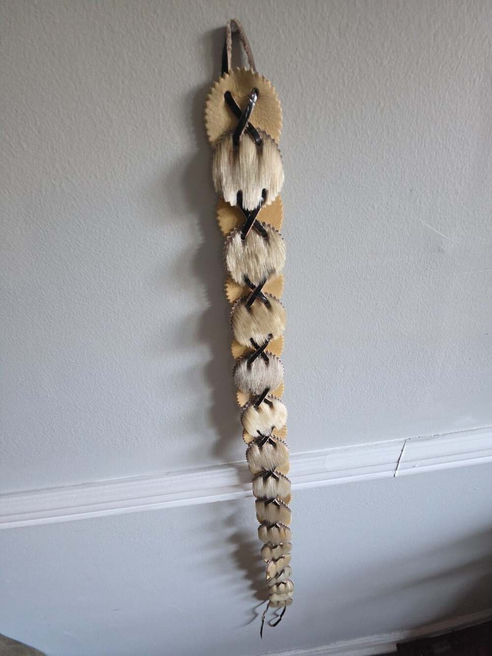 Vintage/Hand-Made leather and fur disc link belt